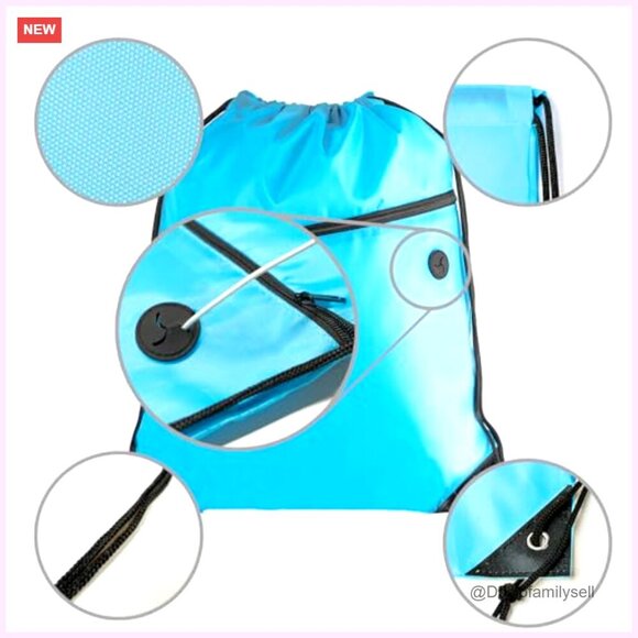 Lightweight Drawstring Backpack with 2 Compartments, Holds 14\